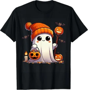 Ghost Halloween Cute Ghost Trick Or Treat Candy Boys Girls T-shirt