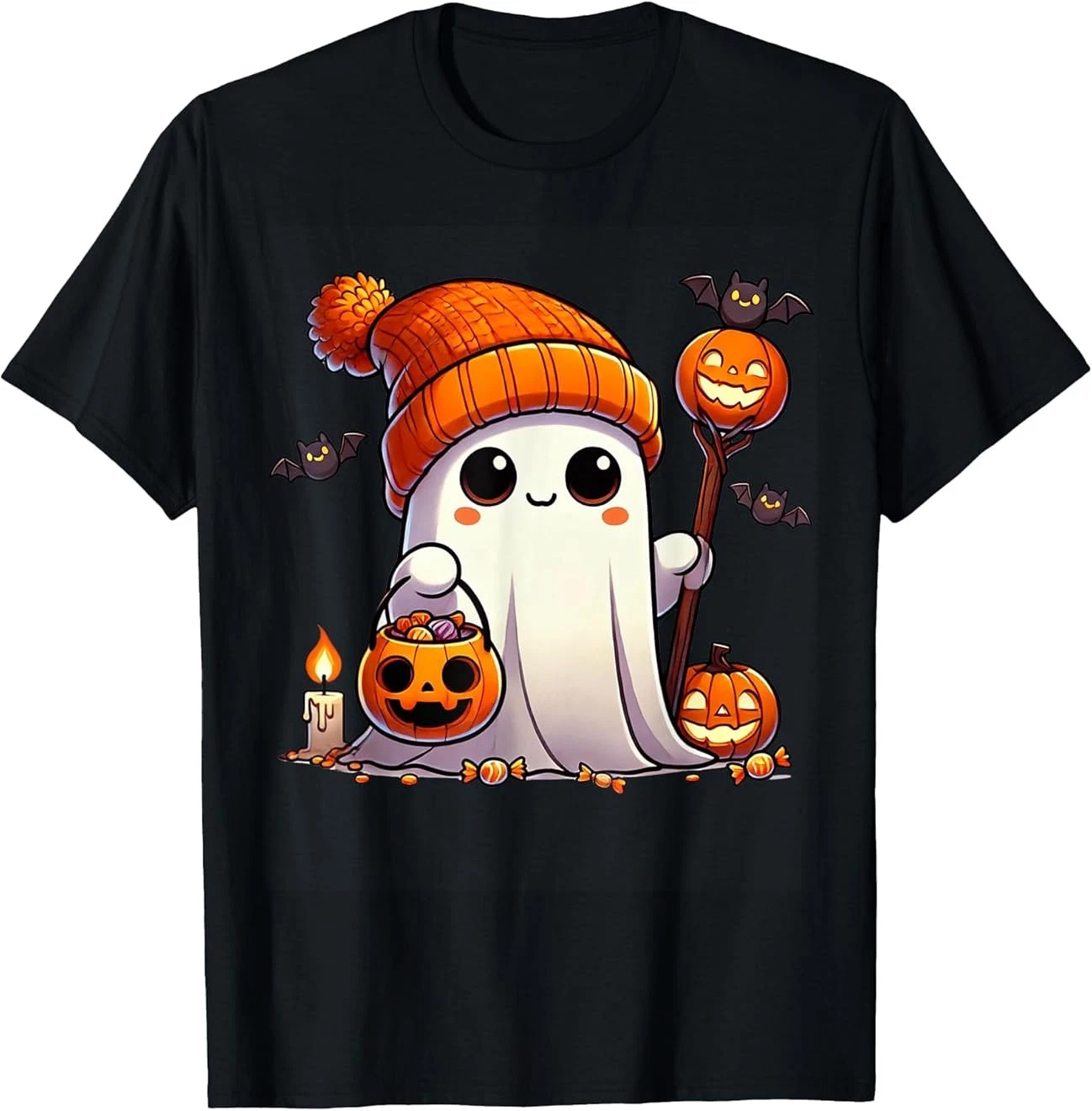 Ghost Halloween Cute Ghost Trick Or Treat Candy Boys Girls T-shirt Ghost Halloween Cute Ghost Trick Or Treat Candy Boys Girls T-shirt