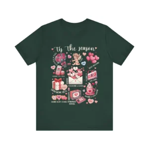 Unisex Size Cute Valentine's Day Cupid Heart Balloons Love Letters Roses T shirt 26