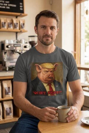 Quiet Piggy Trump Pig Parody T Shirt Funny Anti Trump Political Satire Tee 03