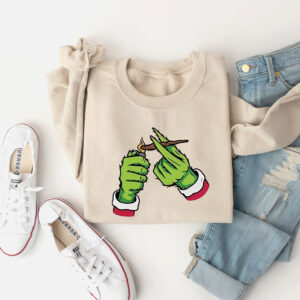 Funny Grinch Hands Smoking Sweatshirt