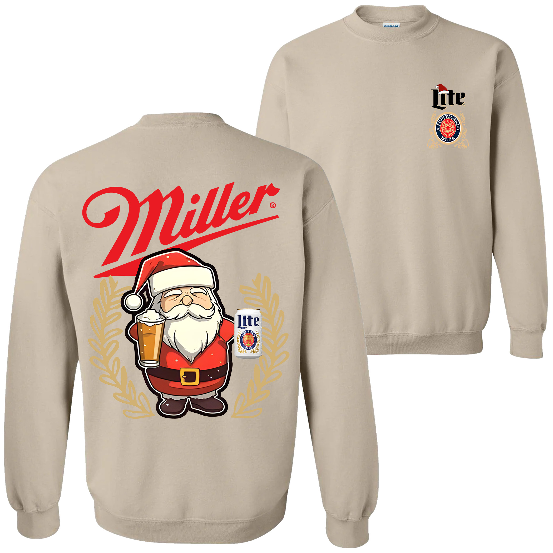 Miller Lite Christmas Santa Claus Drinking Beer Sweatshirt 2 Sides For Men And Women Miller Lite Christmas Santa Claus Drinking Beer Sweatshirt 2 Sides For Men And Women