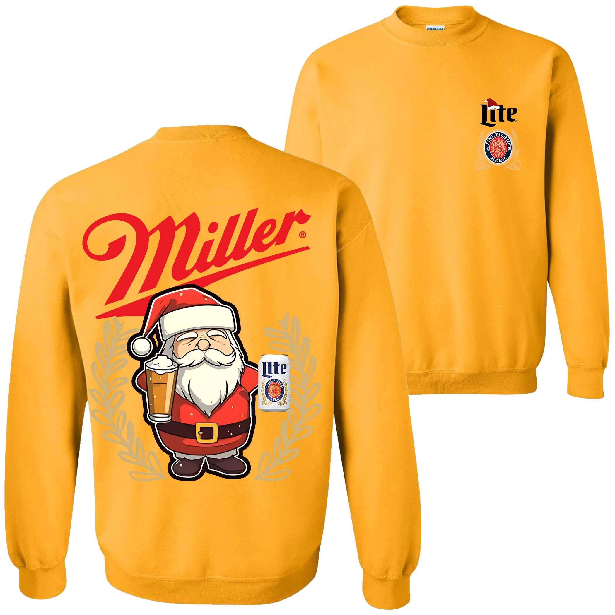 Miller Lite Christmas Santa Claus Drinking Beer Sweatshirt 2 Sides For Men And Women Miller Lite Christmas Santa Claus Drinking Beer Sweatshirt 2 Sides For Men And Women