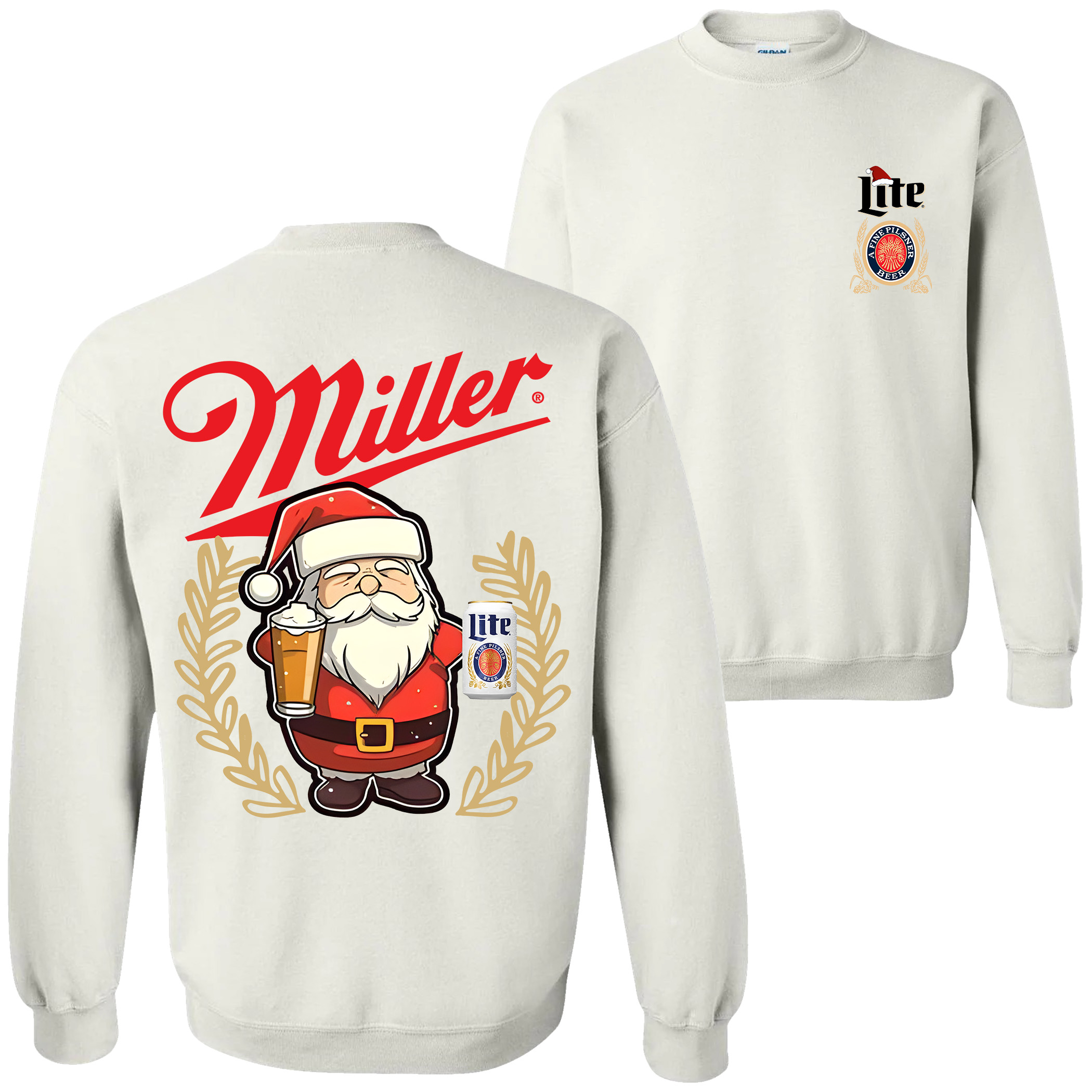 Miller Lite Christmas Santa Claus Drinking Beer Sweatshirt 2 Sides For Men And Women Miller Lite Christmas Santa Claus Drinking Beer Sweatshirt 2 Sides For Men And Women