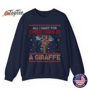 All I Want For Christmas Is A Giraffe Animal Ugly Sweatshirt 06