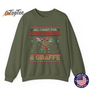 All I Want For Christmas Is A Giraffe Animal Ugly Sweatshirt 09