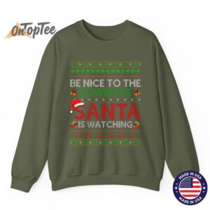 Be Nice To The Cowboys Santa Is Watching Ugly Christmas Sweatshirt 09