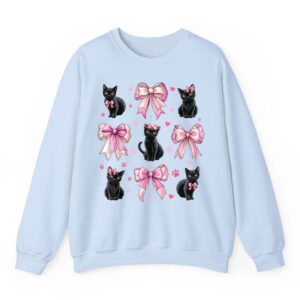 Black Cat Pet Girl Coquette Bow Pink Mom Sweatshirt 02