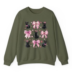Black Cat Pet Girl Coquette Bow Pink Mom Sweatshirt 03