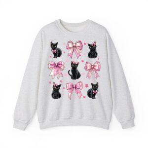 Black Cat Pet Girl Coquette Bow Pink Mom Sweatshirt 04
