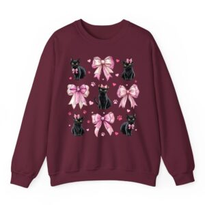 Black Cat Pet Girl Coquette Bow Pink Mom Sweatshirt 05