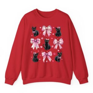 Black Cat Pet Girl Coquette Bow Pink Mom Sweatshirt 06