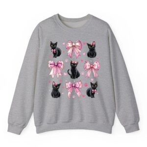 Black Cat Pet Girl Coquette Bow Pink Mom Sweatshirt 09