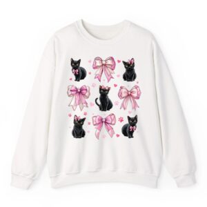 Black Cat Pet Girl Coquette Bow Pink Mom Sweatshirt 10