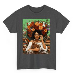Black History Month Black Afro Girl Women Book Lovers Floral T Shirt 02