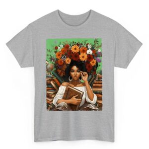 Black History Month Black Afro Girl Women Book Lovers Floral T Shirt 03