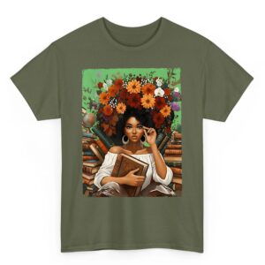 Black History Month Black Afro Girl Women Book Lovers Floral T Shirt 05