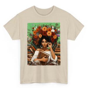Black History Month Black Afro Girl Women Book Lovers Floral T Shirt 06