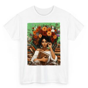 Black History Month Black Afro Girl Women Book Lovers Floral T Shirt 07