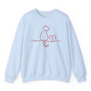 Cat Valentines Heart String Lights Minimalist Love Cat Mom Sweatshirt 02