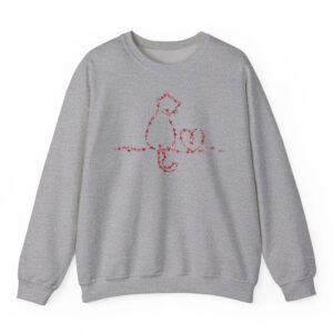 Cat Valentines Heart String Lights Minimalist Love Cat Mom Sweatshirt 05