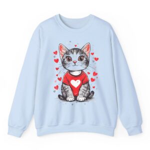 Cats Lover Heart Girls Kitten Valentines Day Women Cat Sweatshirt 02