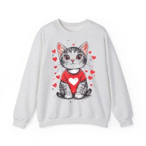 Cats Lover Heart Girls Kitten Valentines Day Women Cat Sweatshirt 03