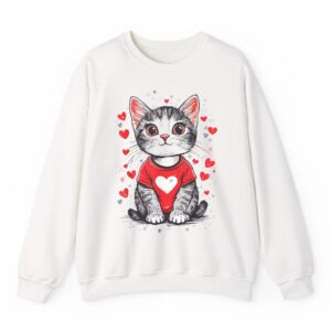 Cats Lover Heart Girls Kitten Valentines Day Women Cat Sweatshirt 06