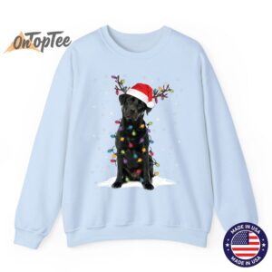 Christmas Dog Pajama Sweatshirt with Black Lab and Tree Lights 04