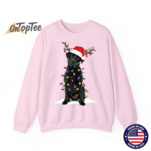 Christmas Dog Pajama Sweatshirt with Black Lab and Tree Lights 05