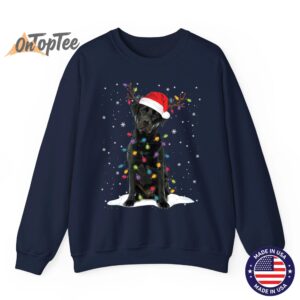 Christmas Dog Pajama Sweatshirt with Black Lab and Tree Lights 06
