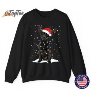 Christmas Dog Pajama Sweatshirt with Black Lab and Tree Lights 07