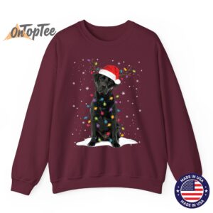 Christmas Dog Pajama Sweatshirt with Black Lab and Tree Lights 08