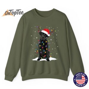 Christmas Dog Pajama Sweatshirt with Black Lab and Tree Lights 09