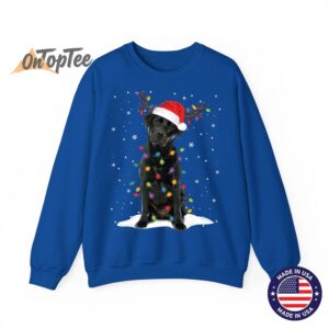 Christmas Dog Pajama Sweatshirt with Black Lab and Tree Lights 10