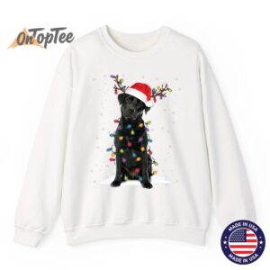 Christmas Dog Pajama Sweatshirt with Black Lab and Tree Lights 11