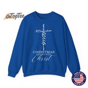 Christmas begins with Christ Jesus Faithful Christian Light Sweatshirt 10