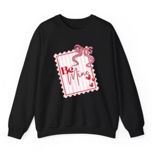 Coquette Valentines Postage Stamp Be Mine Heart Valentines Sweatshirt 05