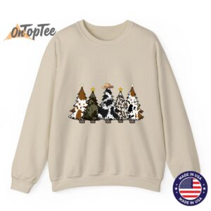 Cowhide Christmas Tree Western Cow Lover Sweatshirt