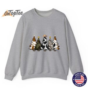 Cowhide Christmas Tree Western Cow Lover Sweatshirt 03