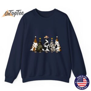 Cowhide Christmas Tree Western Cow Lover Sweatshirt 06