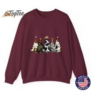 Cowhide Christmas Tree Western Cow Lover Sweatshirt 08