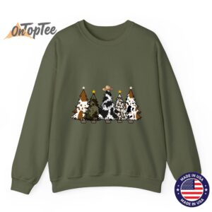 Cowhide Christmas Tree Western Cow Lover Sweatshirt 09