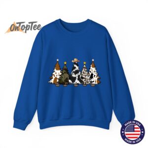 Cowhide Christmas Tree Western Cow Lover Sweatshirt 10