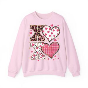 Cute Heart XOXO Leopard Plaid Outfit Valentine Women Girl Sweatshirt