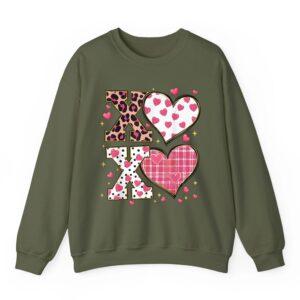 Cute Heart XOXO Leopard Plaid Outfit Valentine Women Girl Sweatshirt 03