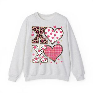 Cute Heart XOXO Leopard Plaid Outfit Valentine Women Girl Sweatshirt 04