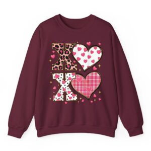 Cute Heart XOXO Leopard Plaid Outfit Valentine Women Girl Sweatshirt 06