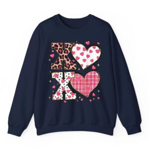 Cute Heart XOXO Leopard Plaid Outfit Valentine Women Girl Sweatshirt 07
