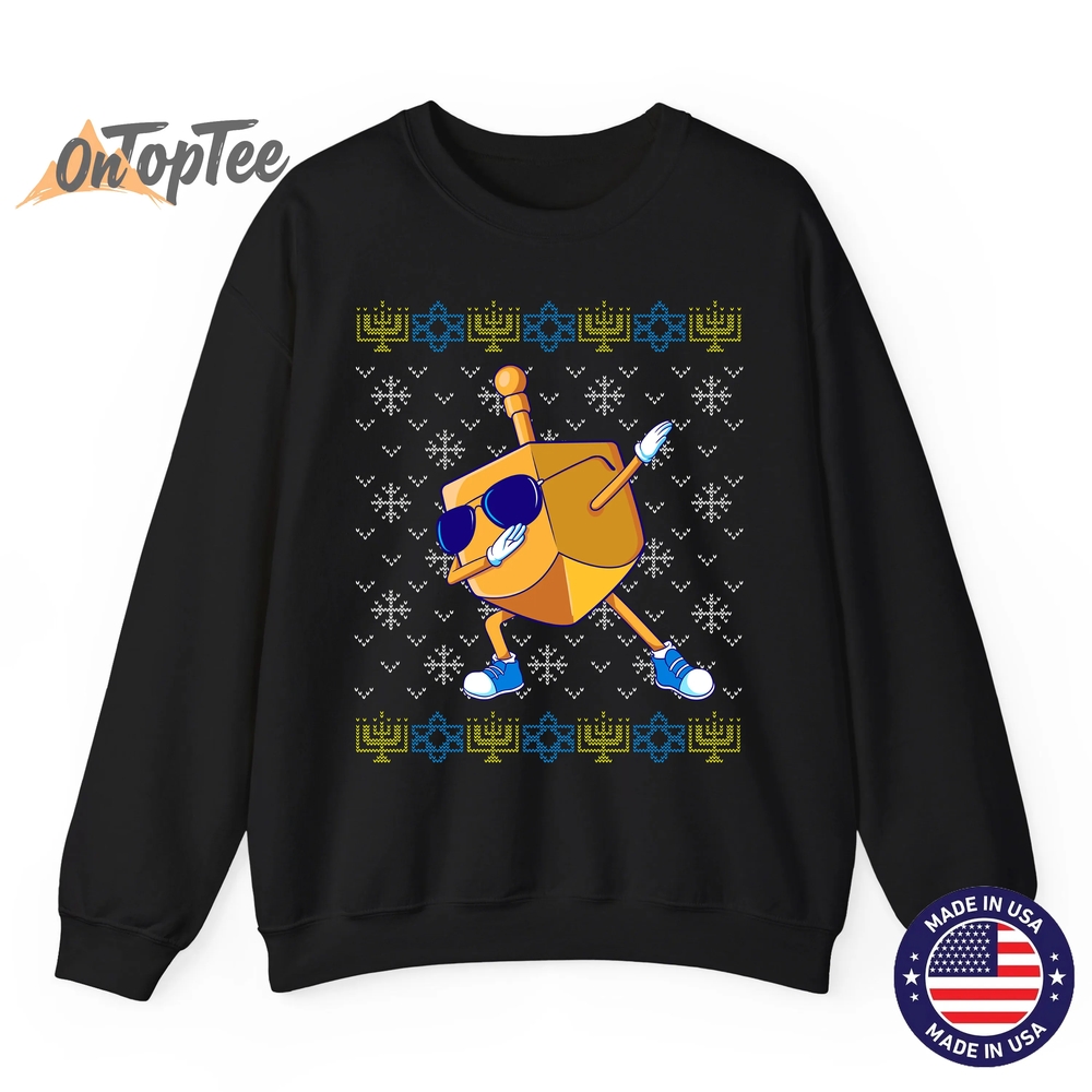 Dabbing Dreidel Ugly Sweatshirt for Hanukkah Gift Dabbing Dreidel Ugly Sweatshirt for Hanukkah Gift